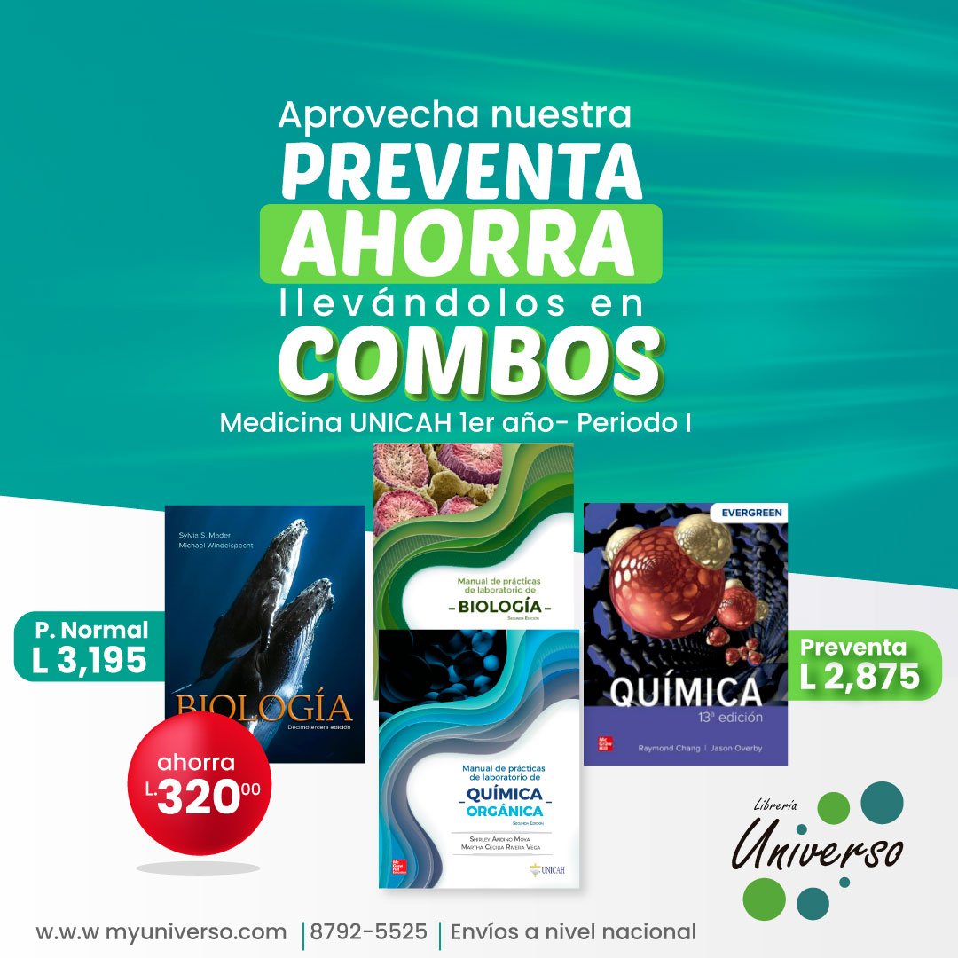 Combo Medicina UNICAH 1er año- Periodo I ( Quimica Chang +Manual Química I+Biología Mader+Manual Biologia)