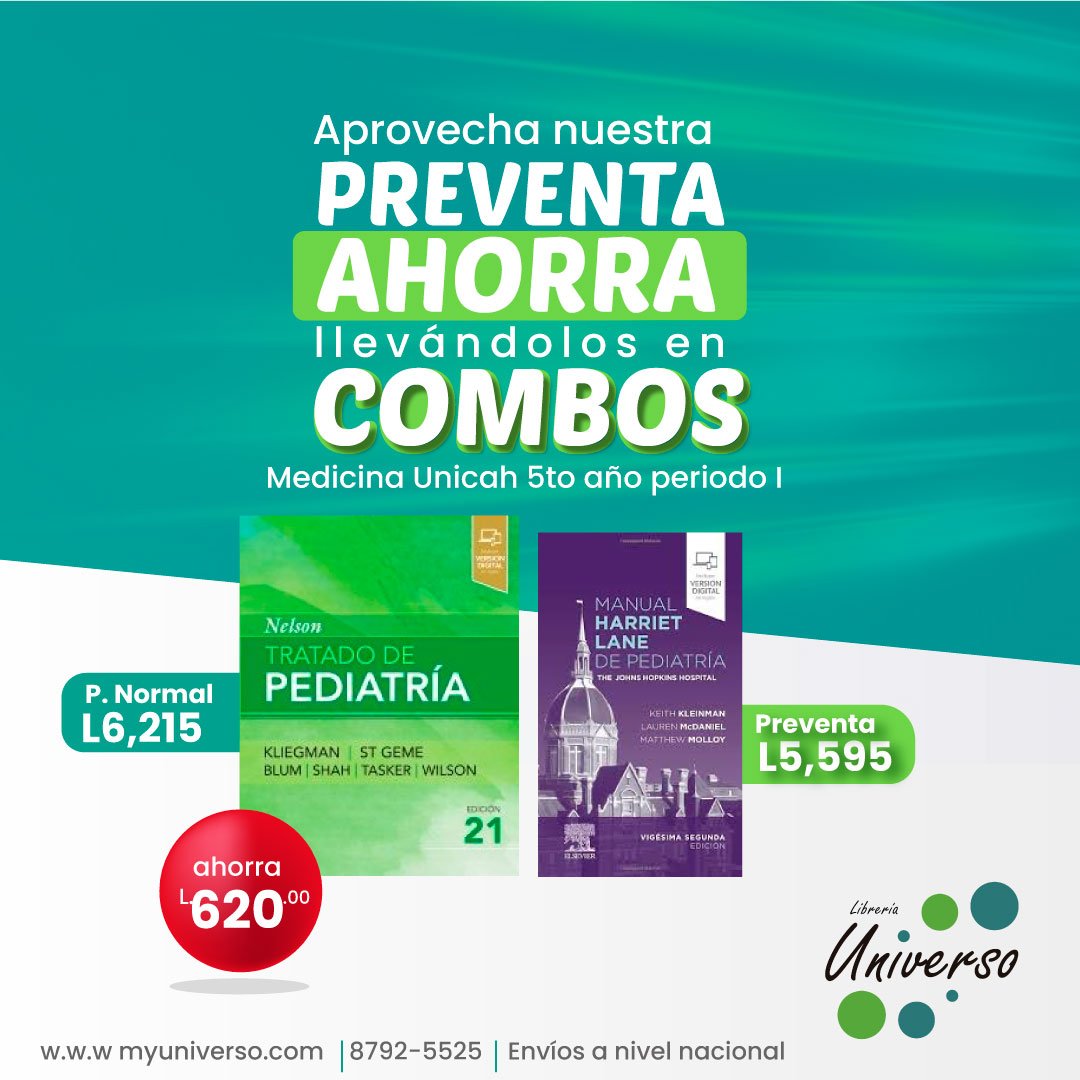 Combo Medicina Unicah 5to año Periodo I (Nelson Pediatría + Manual Harriet Lane Pediatría)
