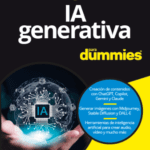 IA Generativa para Dummies" book cover. AI globe in hand. Generative AI for dummies.