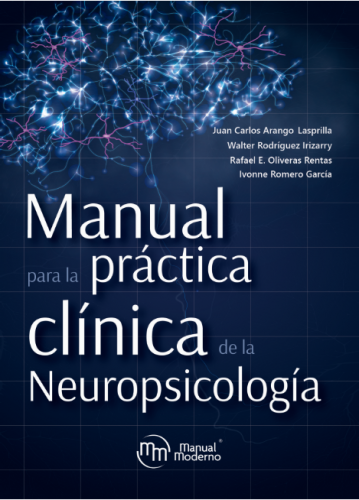 Manual de Neuropsicología Arango cover: brain illustration, "Manual para la práctica clínica de la Neuropsicología
