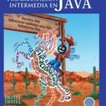 Book cover: Programación Intermedia en Java by Deitel. Features Java-related terms on a horse in a desert landscape.