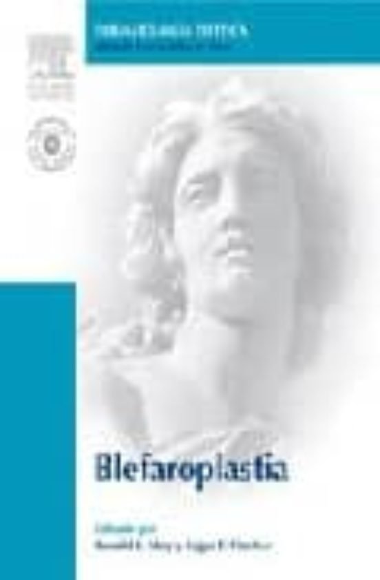 Book cover for "Blefaroplastia" by R.L. Moy and E.F. Fincher, featuring a bust.
